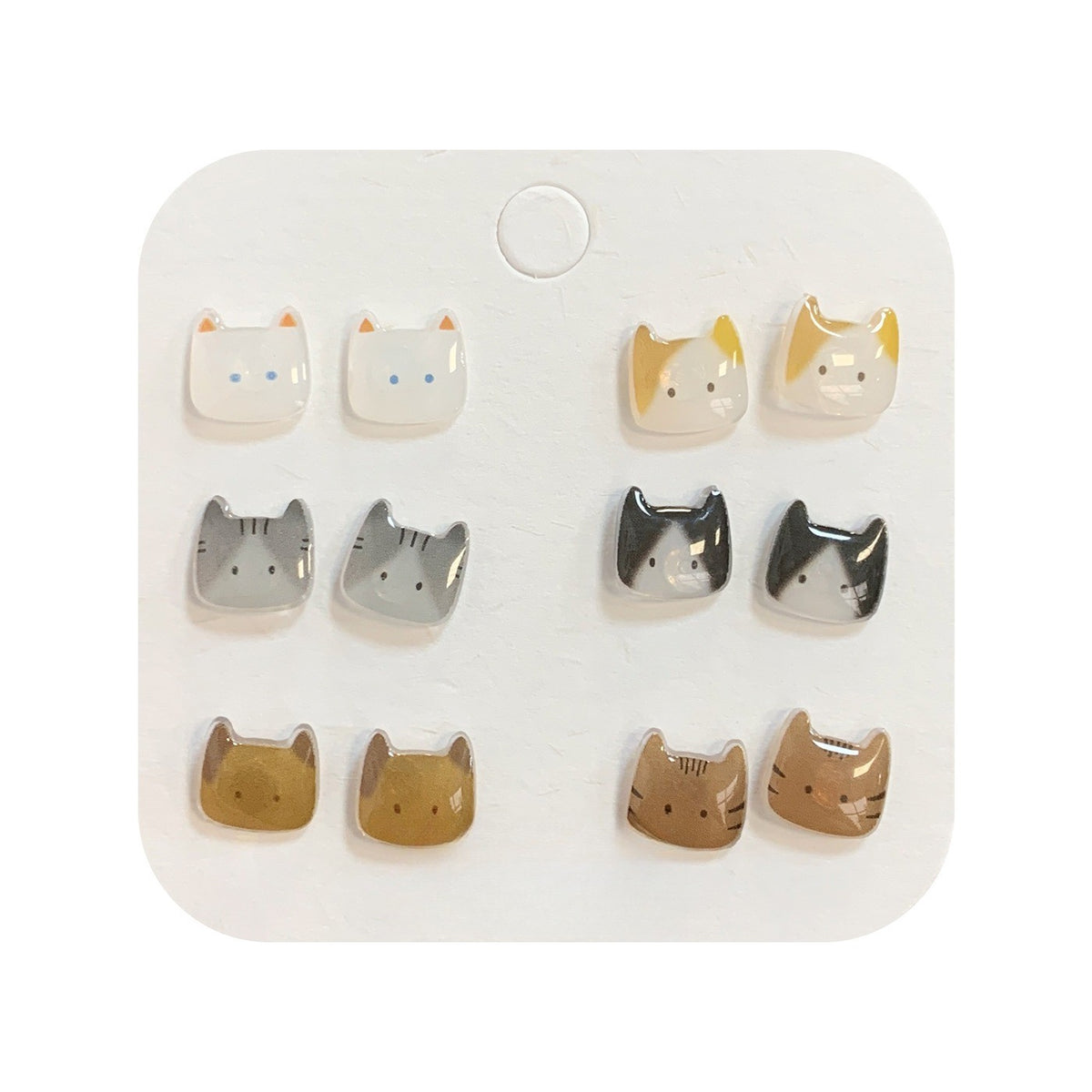 Dainty Pastel Resin Cat Stud Earrings