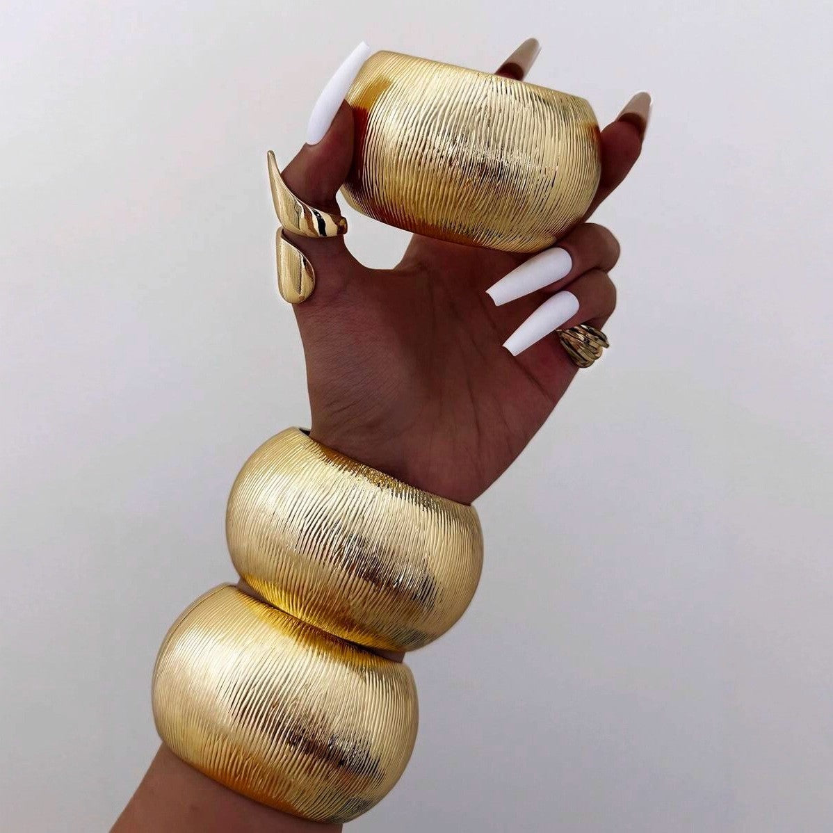 Statement Ribbed Domed Cuff Bracelet