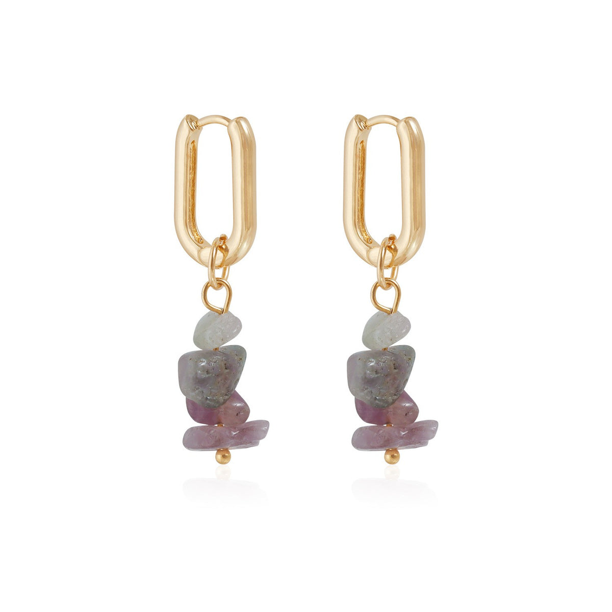 Classy Purple Stone Lariat Necklace & Earring Set