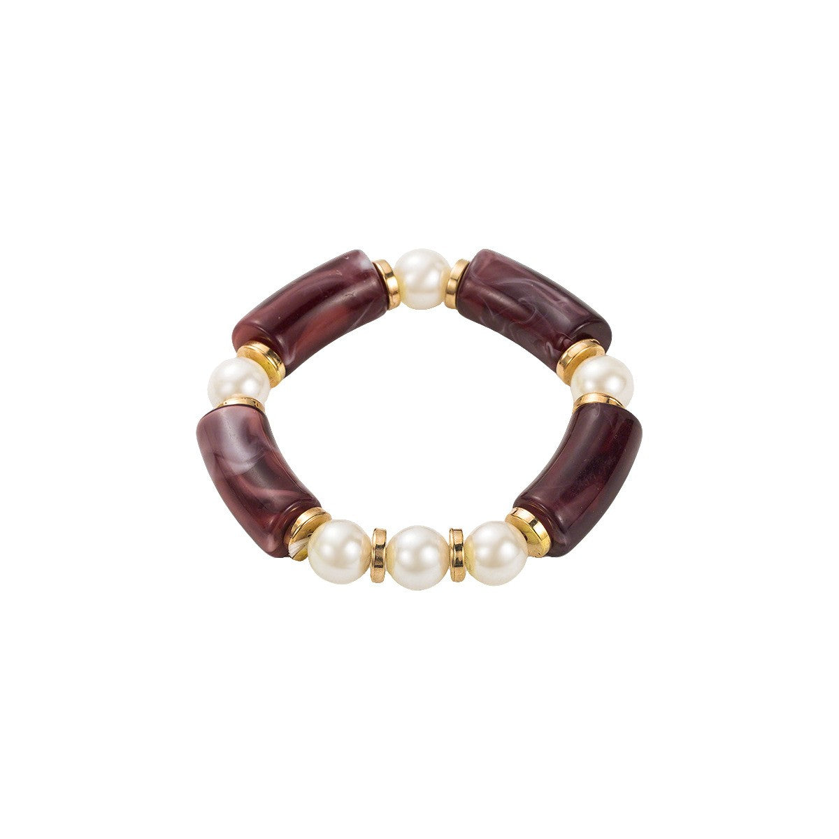 Boho Marbled Resin & Pearl Stretch Bracelet Set