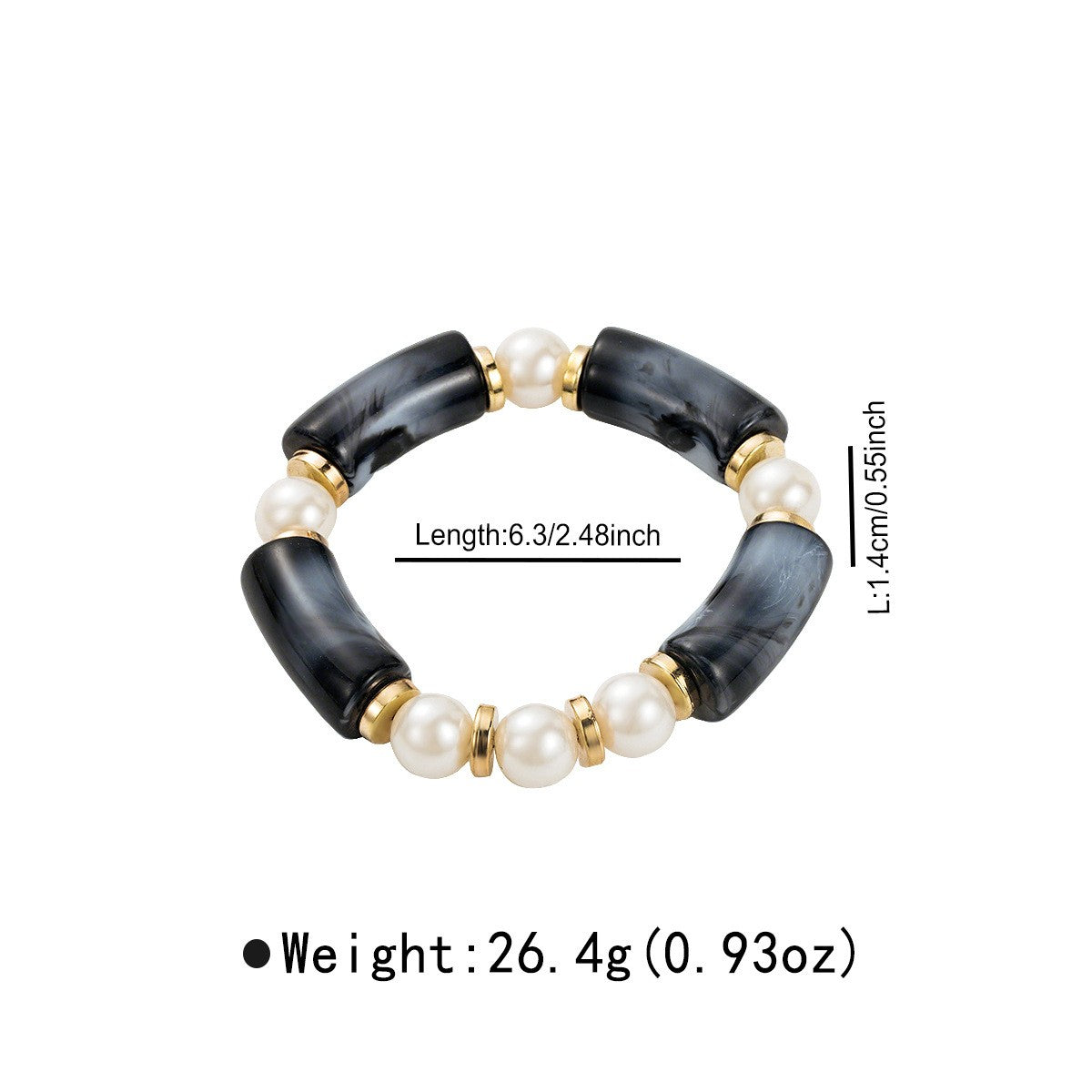 Boho Marbled Resin & Pearl Stretch Bracelet Set