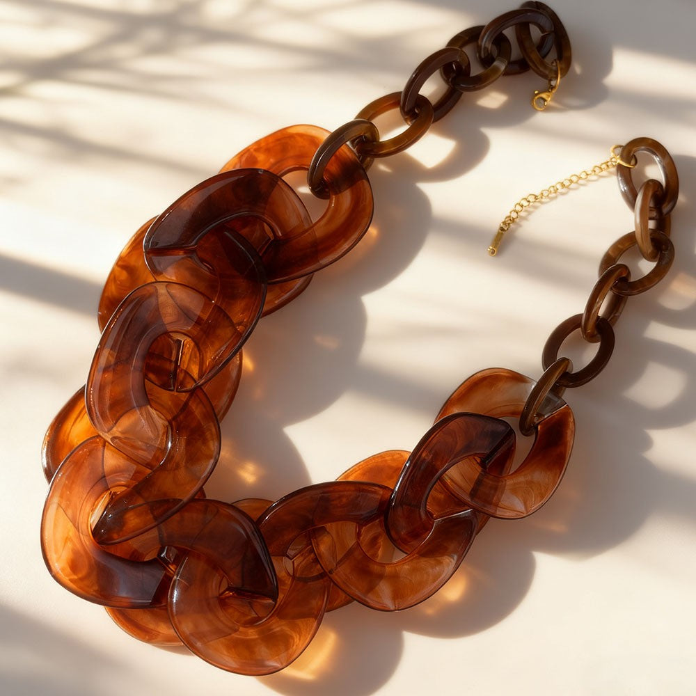 Vintage Inspired Chunky Acrylic Link Necklace