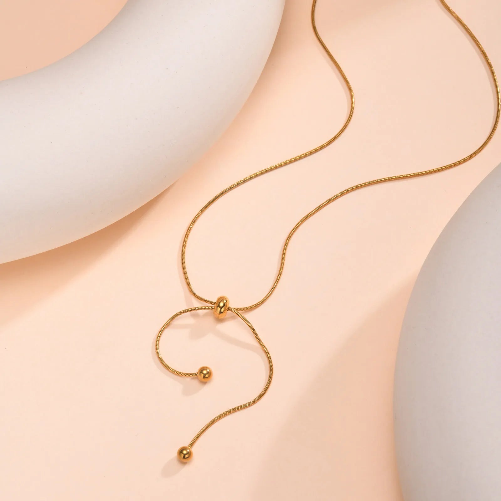 18k Adjustable Tassel Snake Chain Necklace - Veinci