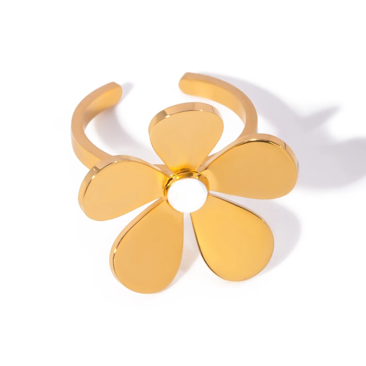 18k Dainty Daisy Floral Ring - Veinci