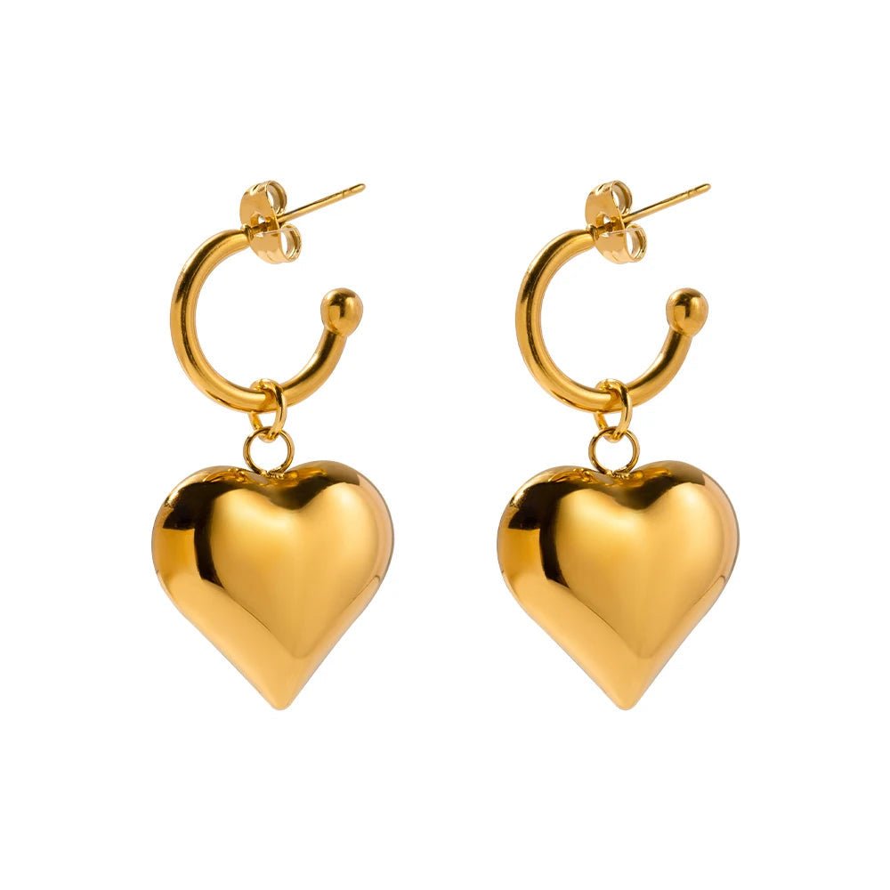 18k Dainty Heart Hoops Earrings - Veinci