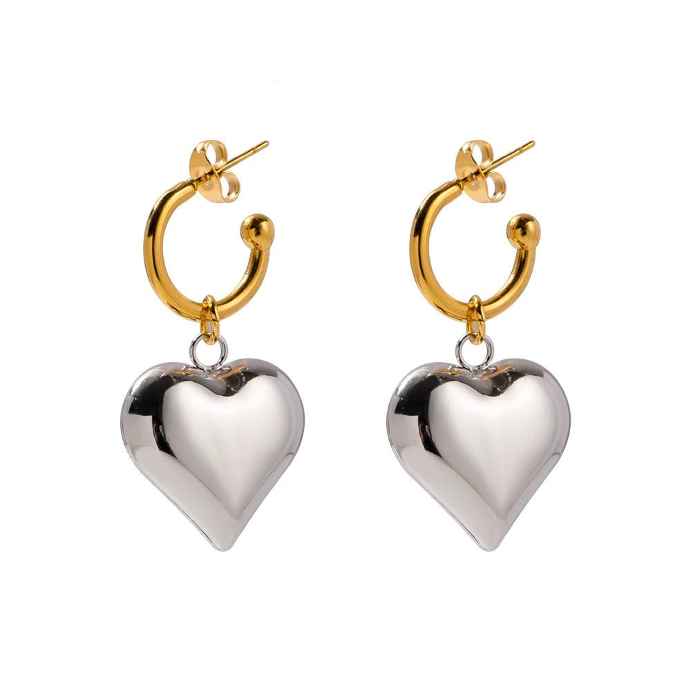 18k Dainty Heart Hoops Earrings - Veinci