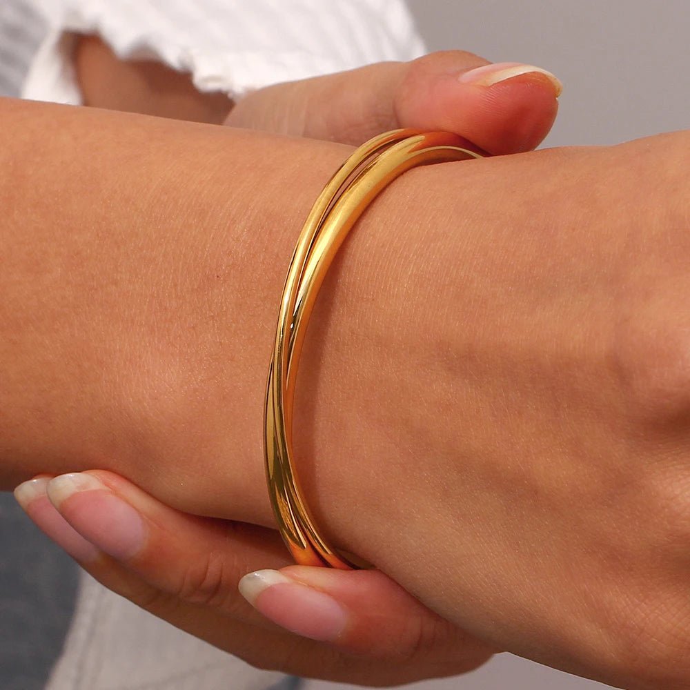 18k Intersect Cross Cuff Bracelet - Veinci