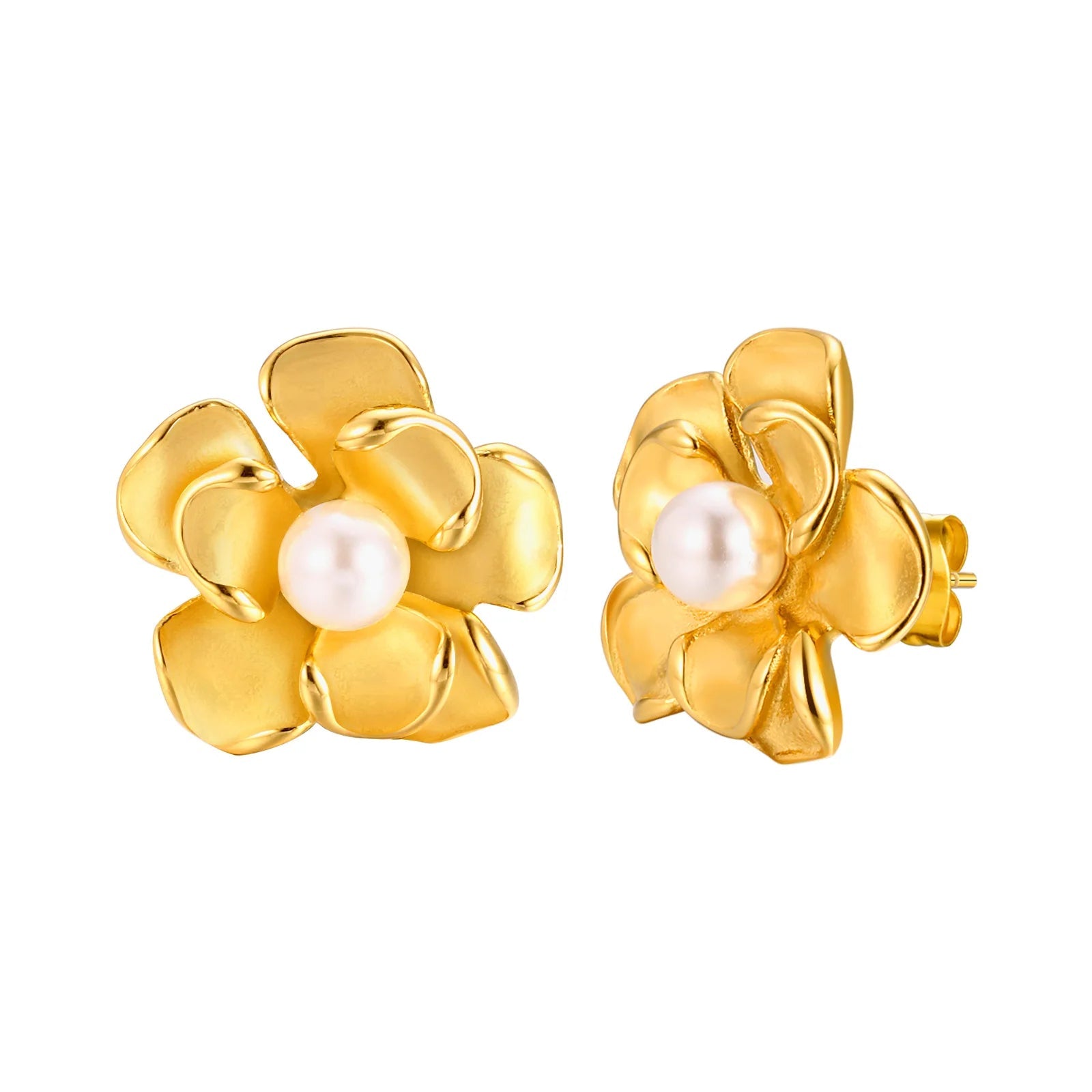 18k Pearl Flower Earrings - Veinci