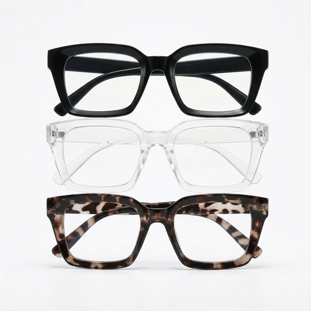 3pc Unisex Square Eyeglasses Set
