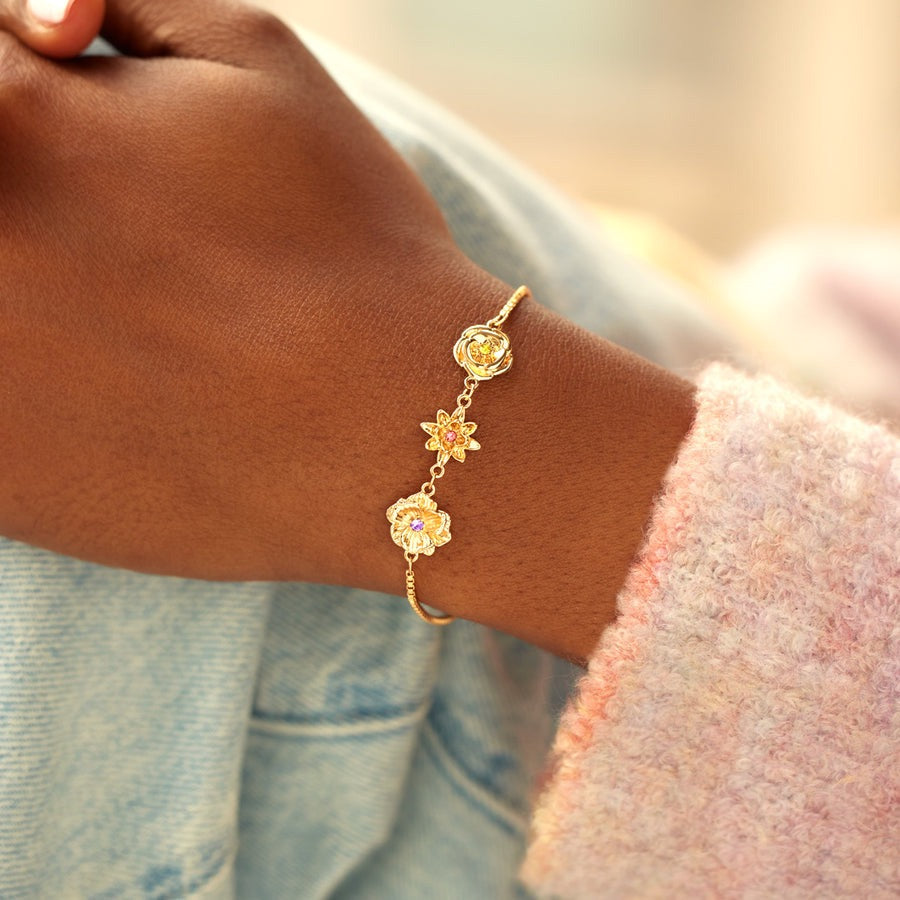 Dainty Birthflower & Birthstone Bracelet