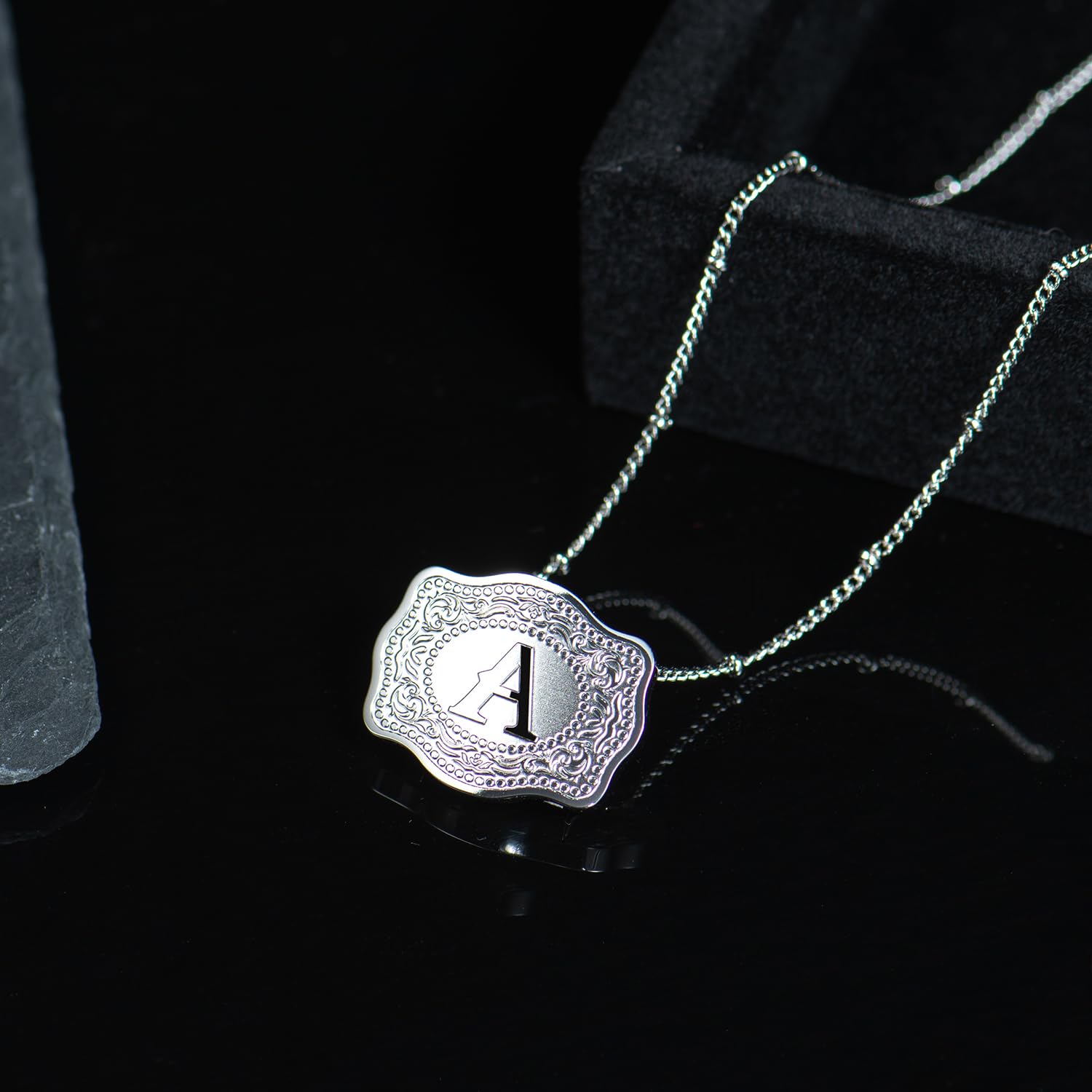 Dainty Belt Buckle Letter Initial Necklaces