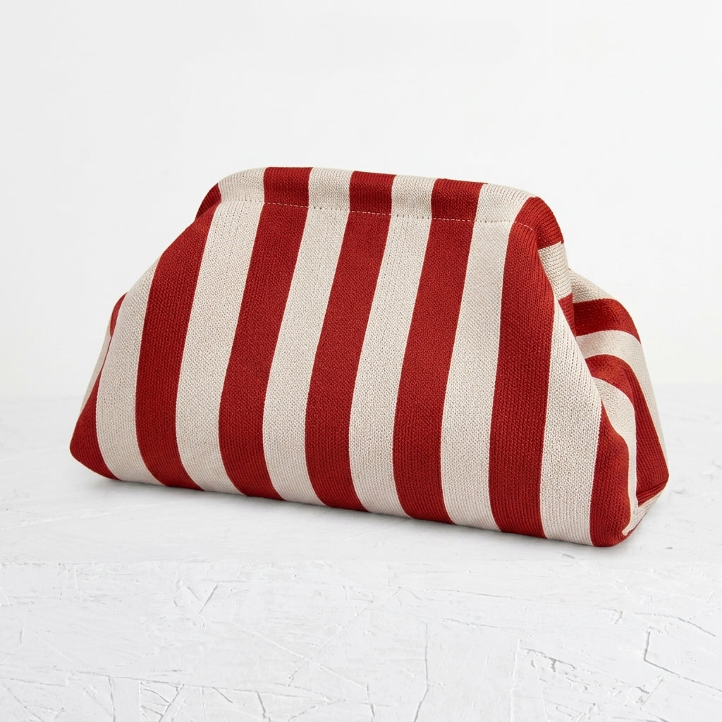 Woven Striped Pouch Clutch