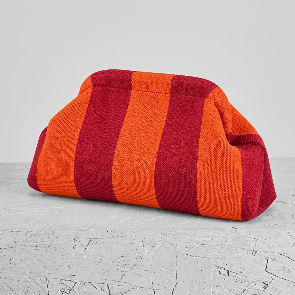 Woven Striped Pouch Clutch