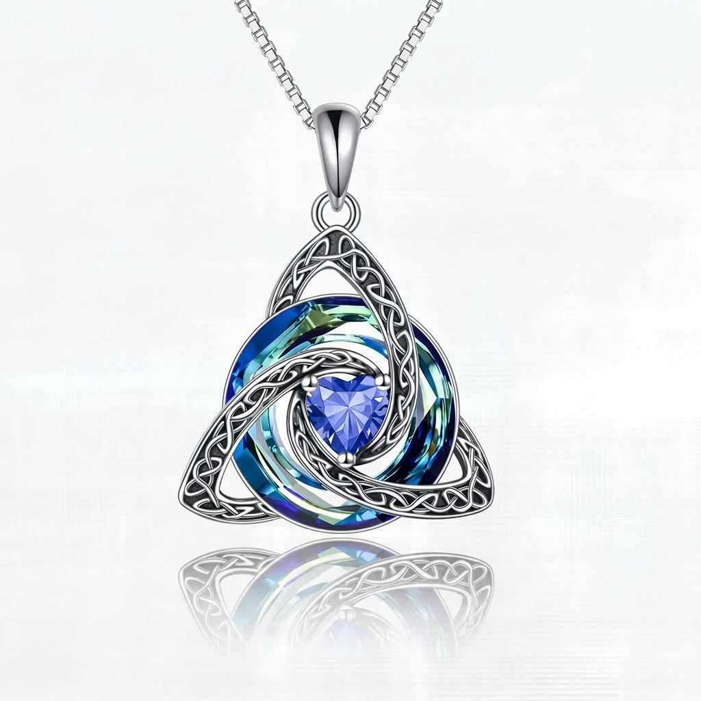 Trinity Knot Heart Birthstone Pendant Necklace
