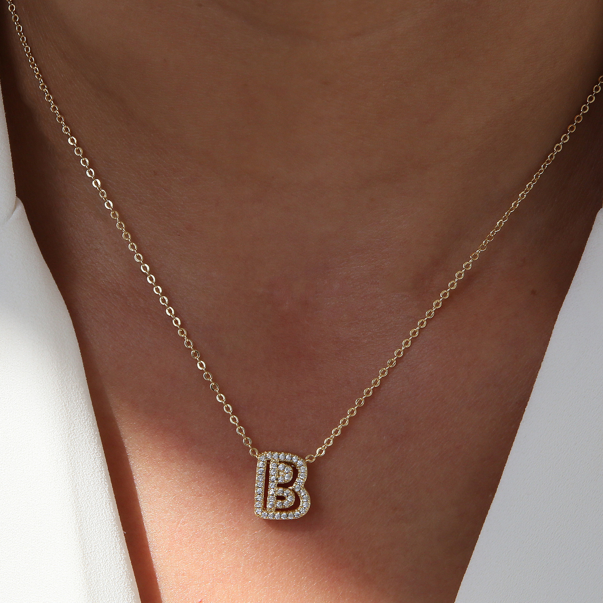 Dazzling Diamond Initial Necklace