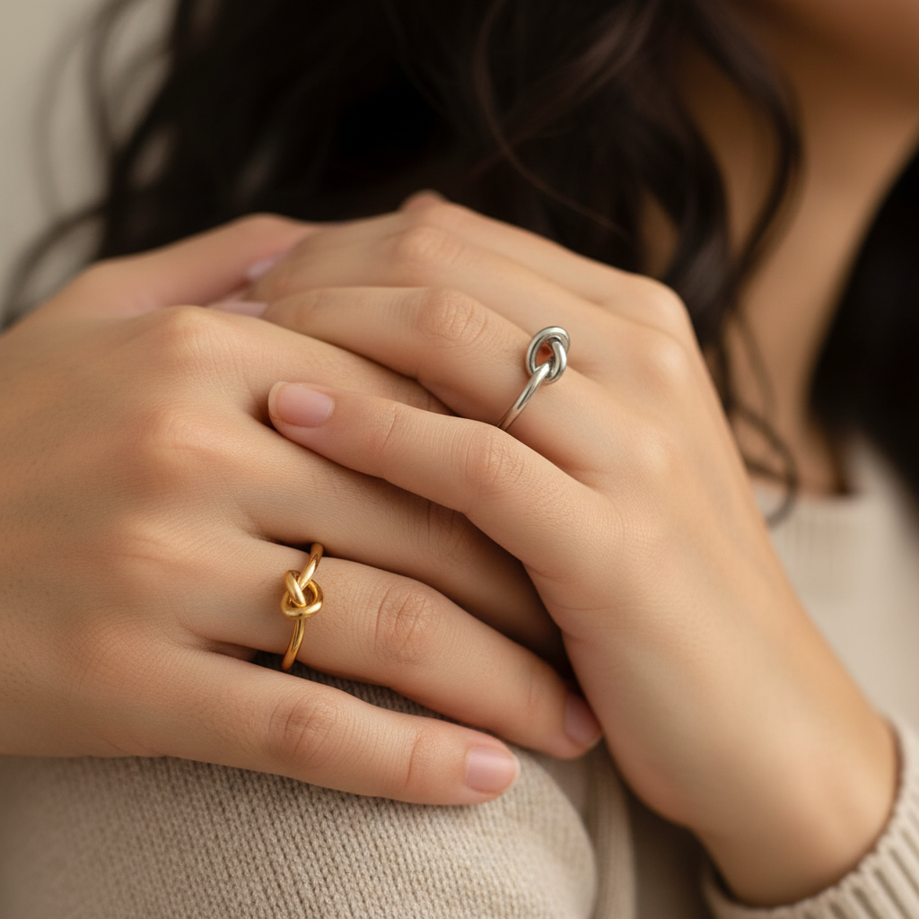 Dainty Heart Knot Bond Ring