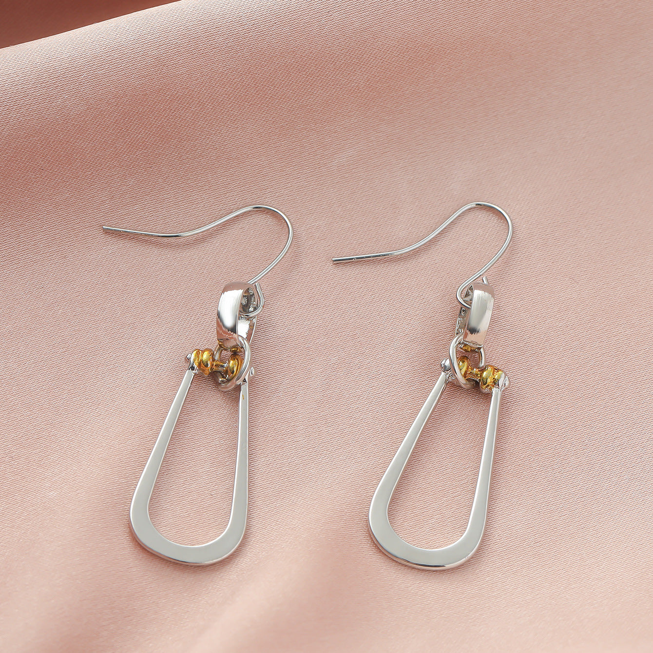 Two Tone Geometric Hook Earrings