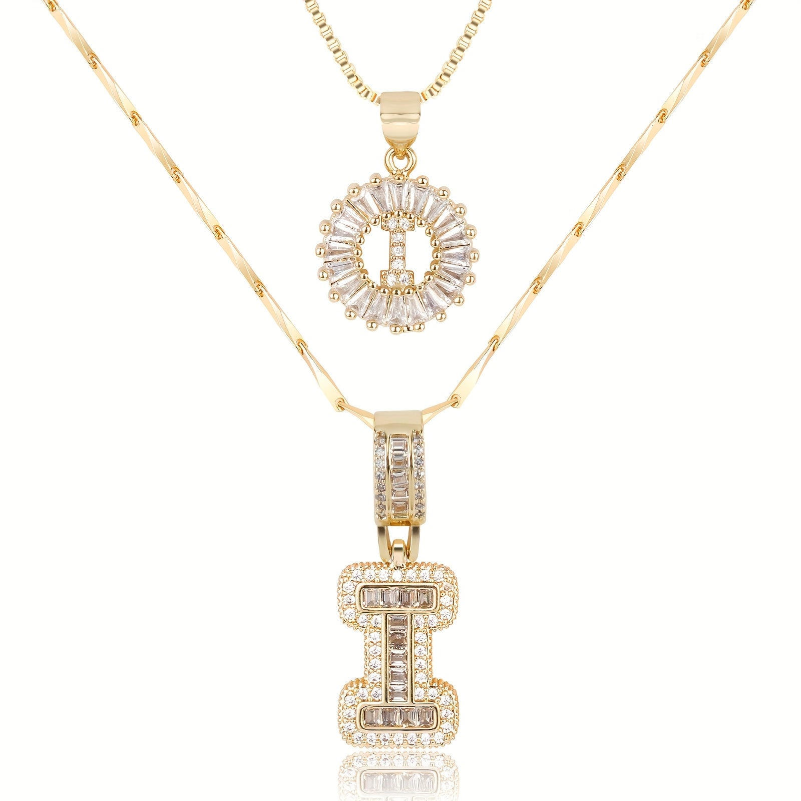 2pc 14k Diamond Letter Initial Necklaces