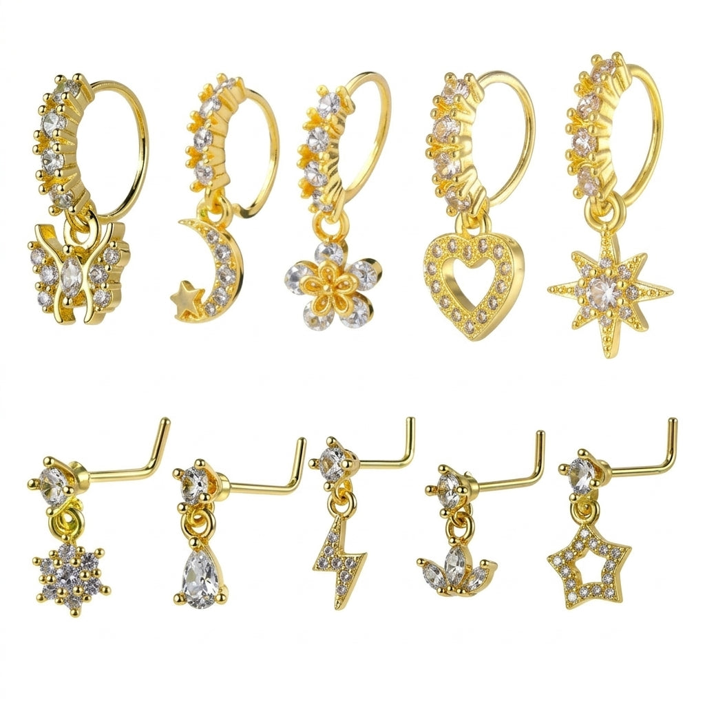 8/10/20pc Dainty Charm Nose Ring Set