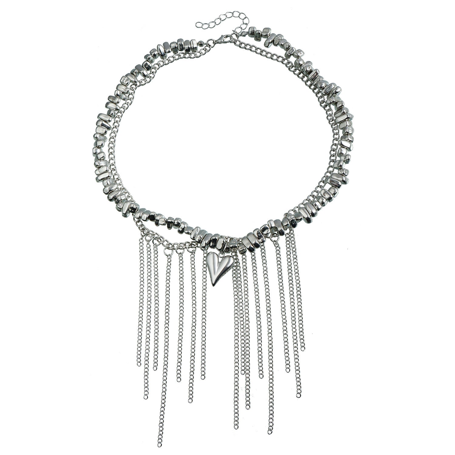 2pc Irregular Beaded Heart Necklace