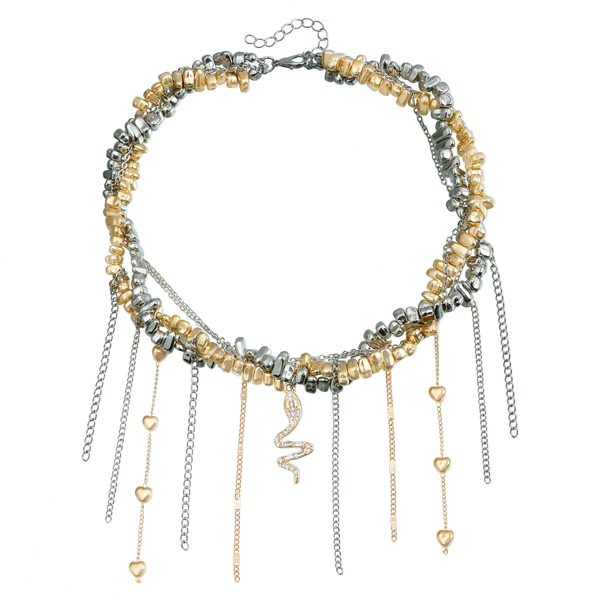 Irregular Intertwined Beaded Snake Necklace