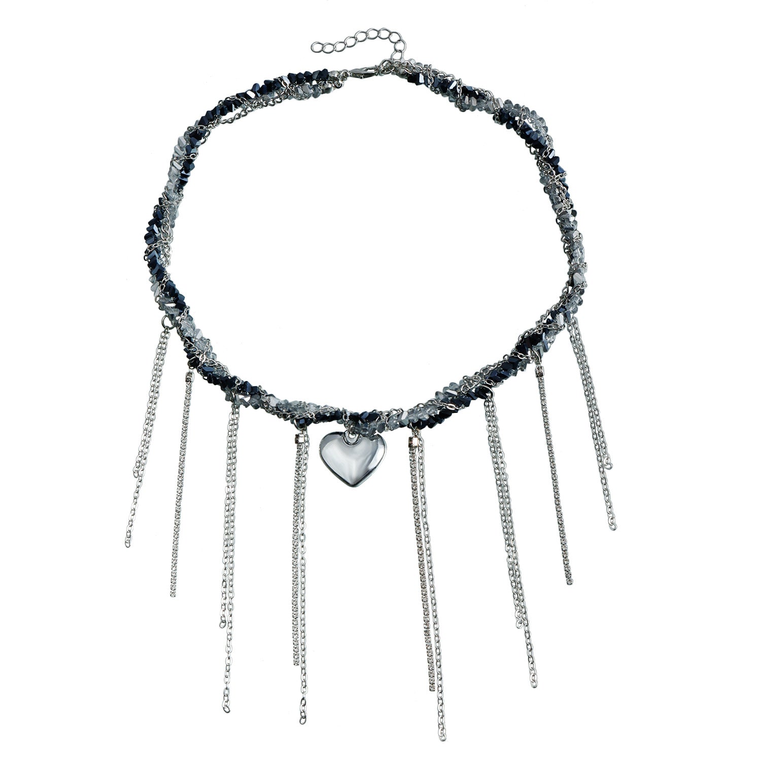 Intertwined Crystal Chunky Heart Necklace