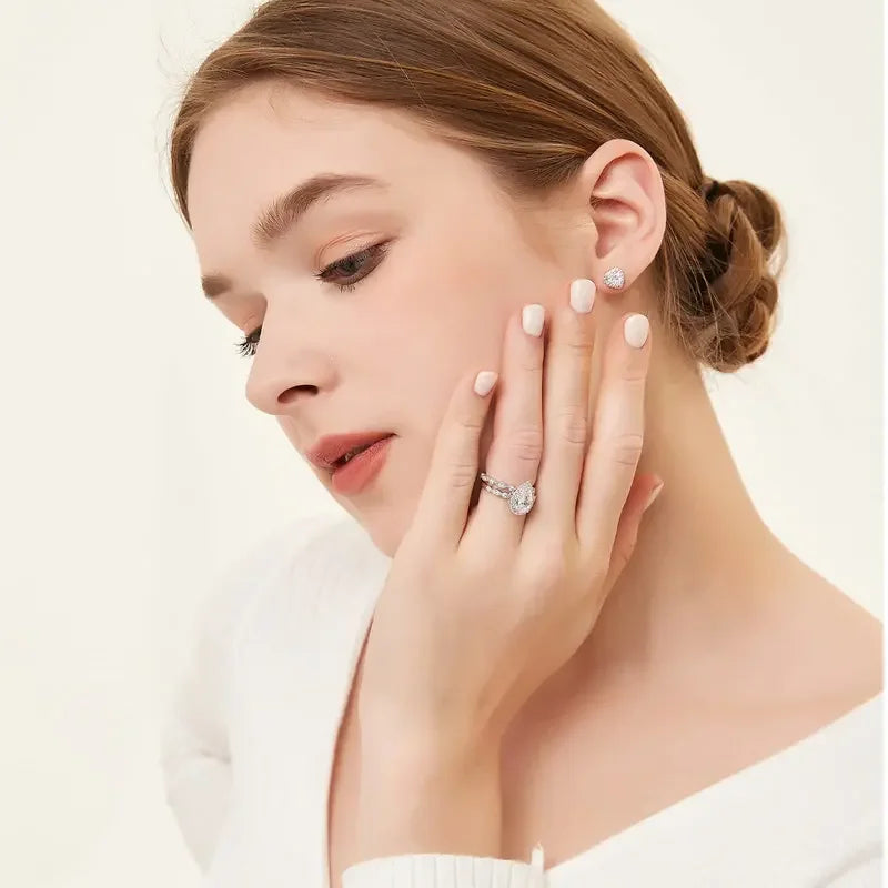 2pc S925 Pear Cut Ring Set