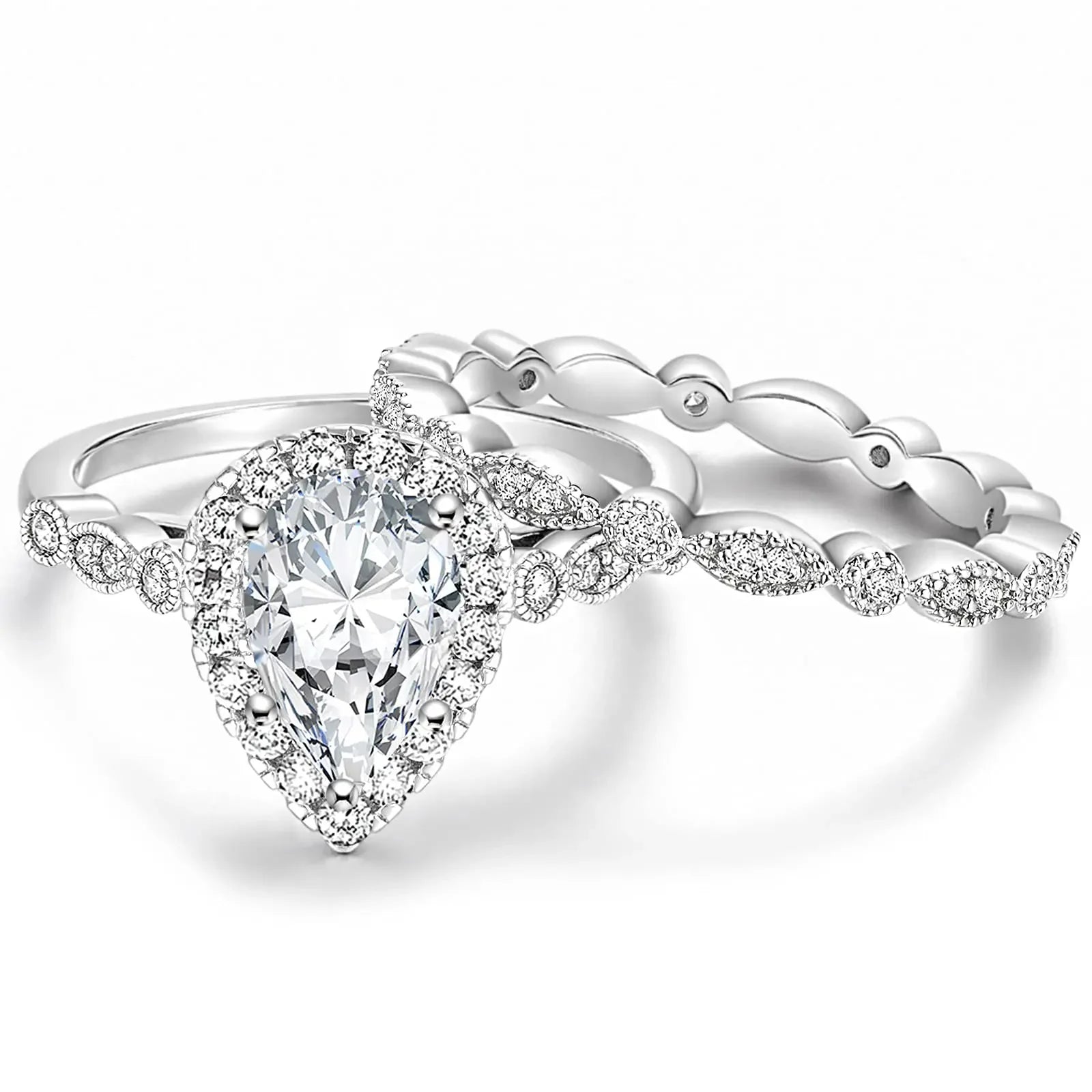 2pc Pear Cut Ring Set