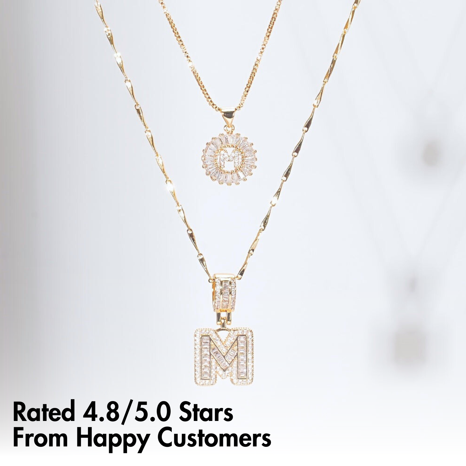 2pc 14k Diamond Letter Initial Necklaces