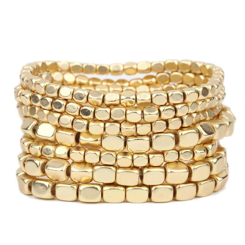 7pc Matte Nugget Shaped Bracelet Stack