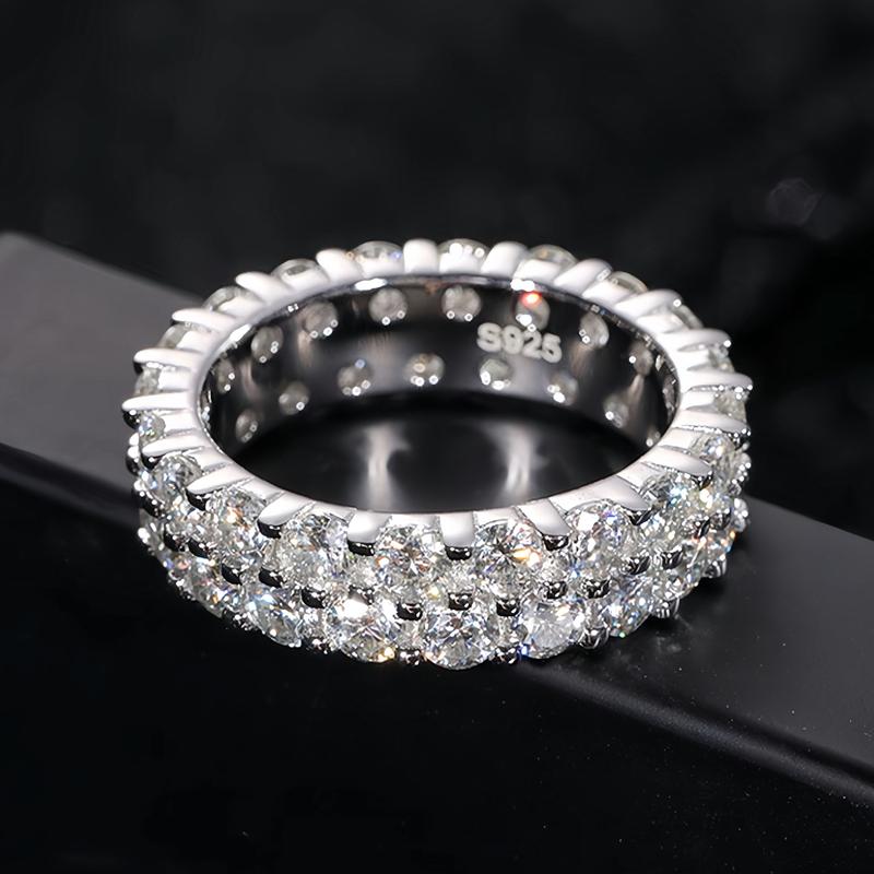 S925 Classy Round Zircon Eternity Band Ring