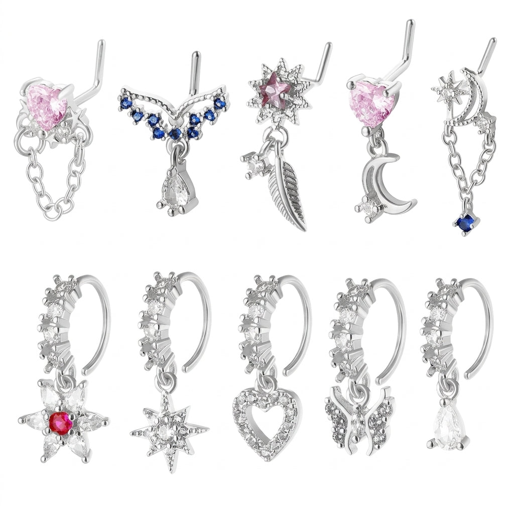 8/10/20pc Dainty Charm Nose Ring Set