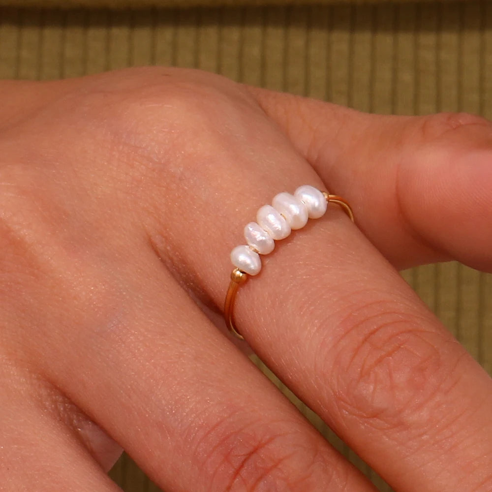 Dainty Pearl Beaded Ring