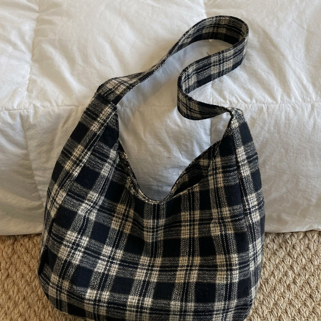 Retro Plaid Shoulder Bag