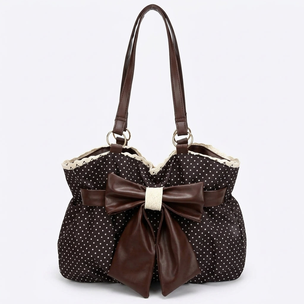 Polka Dot Bow Accent Shoulder Bag