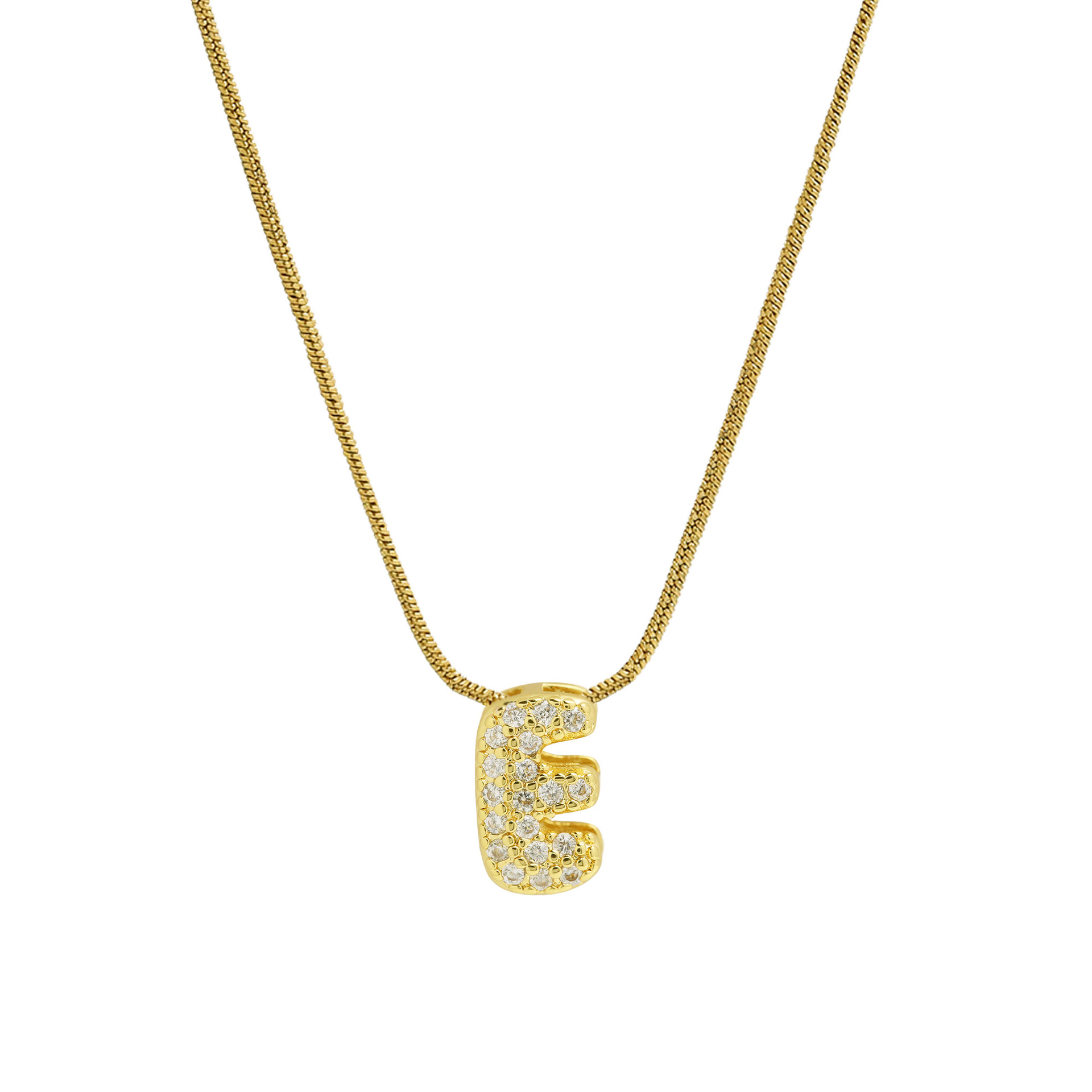 Diamond Bubble Letter Initial Necklace