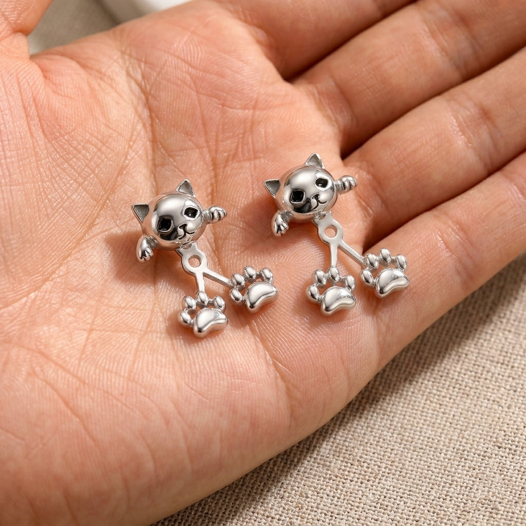 S925 Cute Cat Paw Earrings