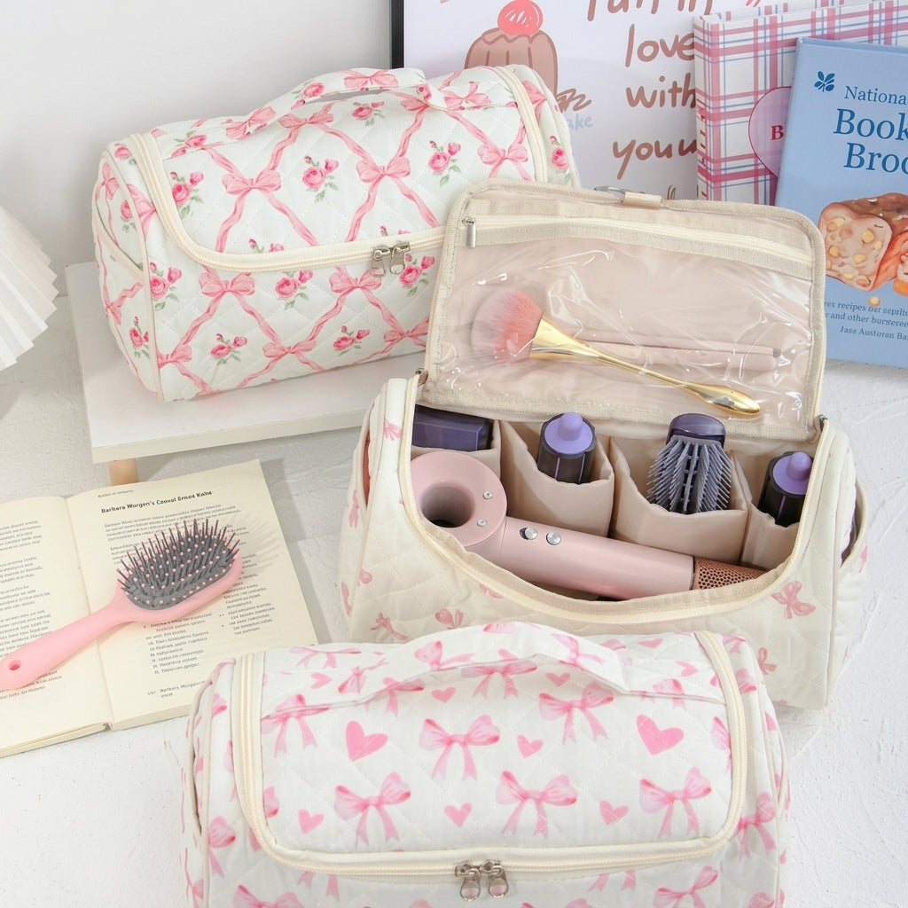 Quilted Cosmetic & Hair Dryer Organizer Bag