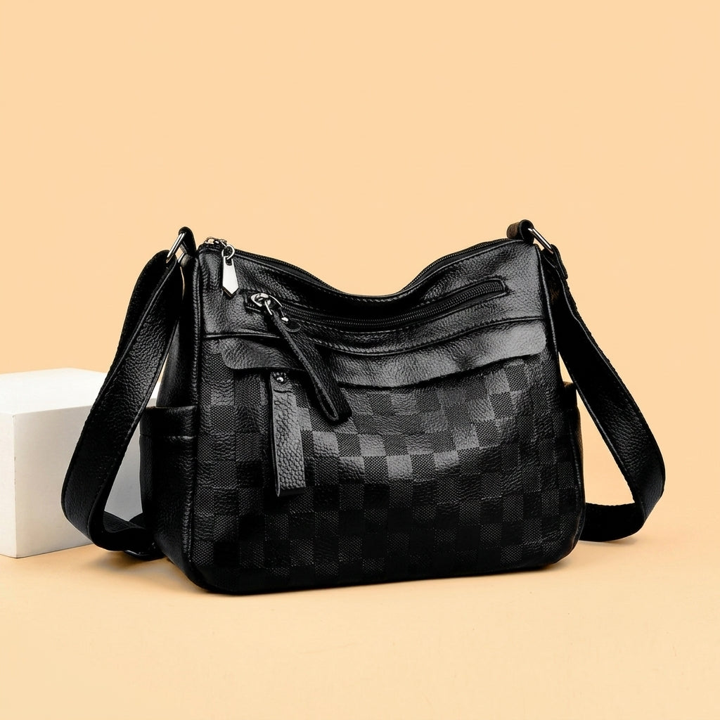 Minimal Checkered Shoulder Bag