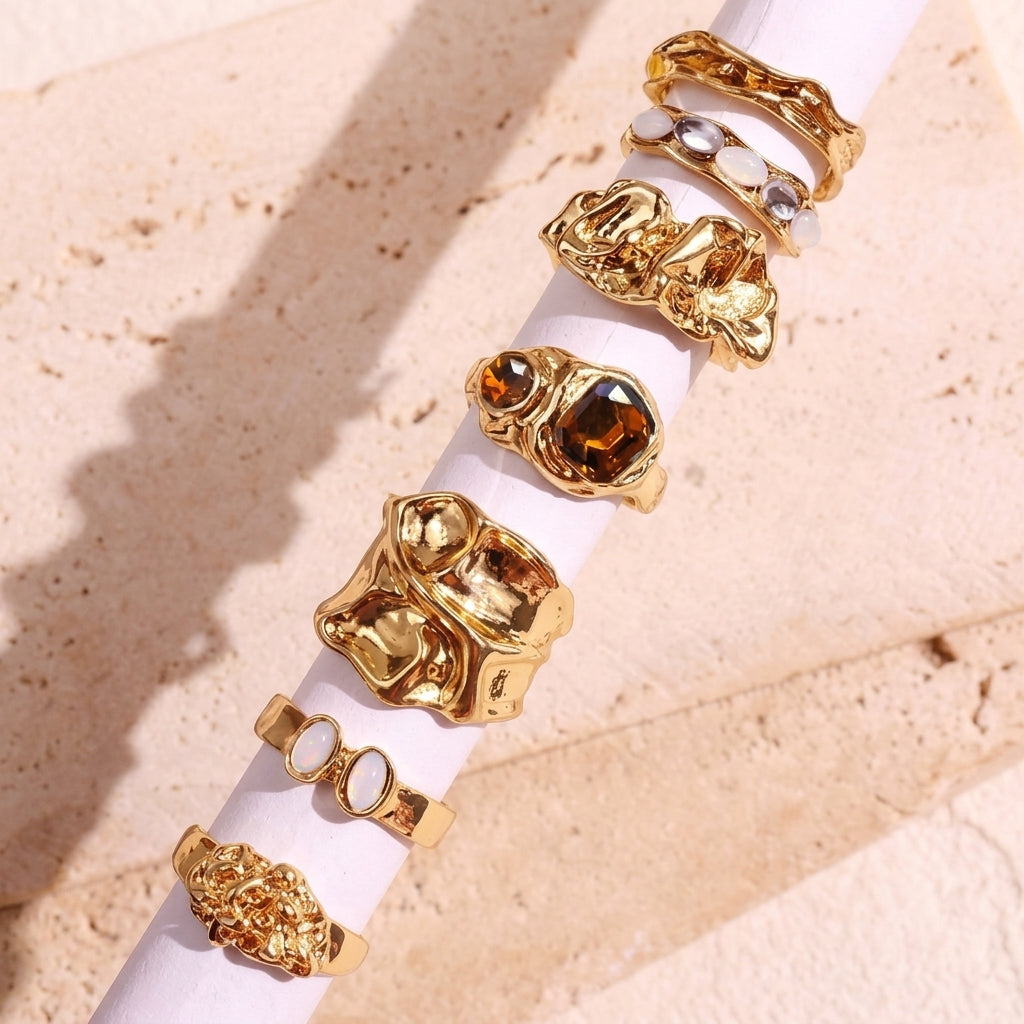 19pc Adjustable Boho Chunky Ring Set