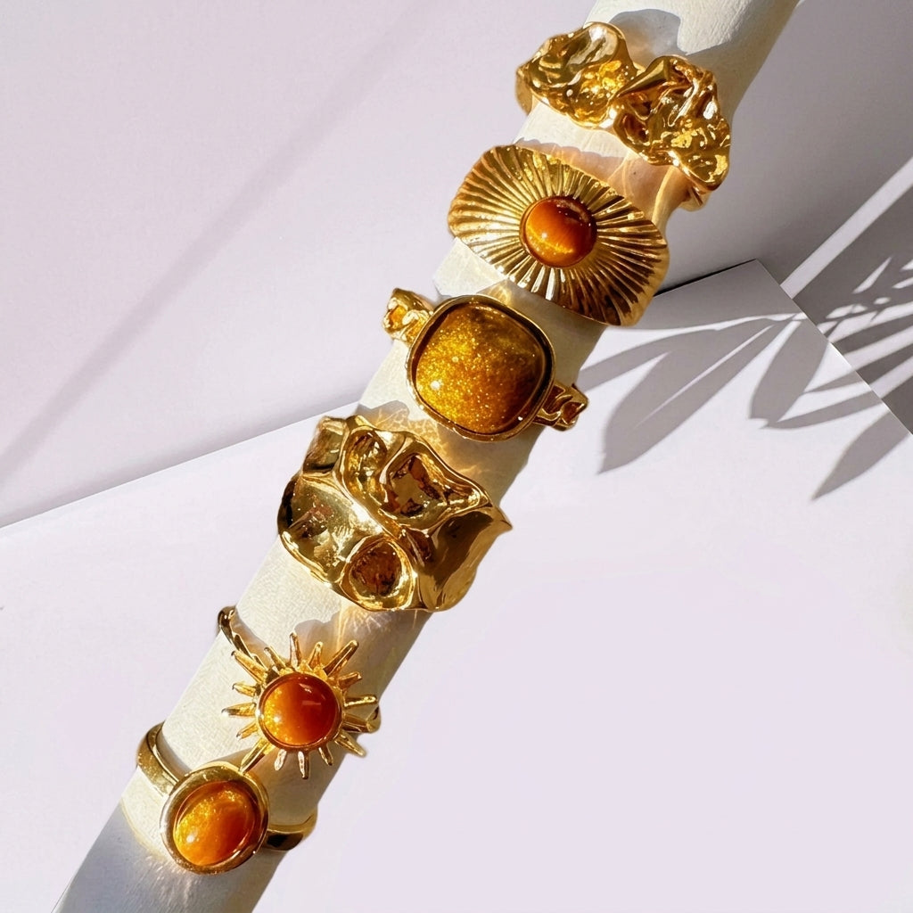 19pc Adjustable Boho Chunky Ring Set
