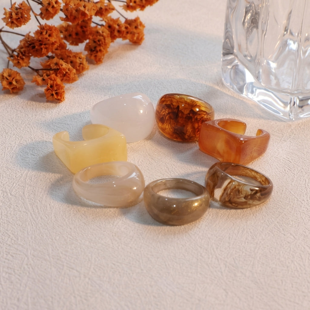 20pc Autumn Inspired Resin Ring Stack