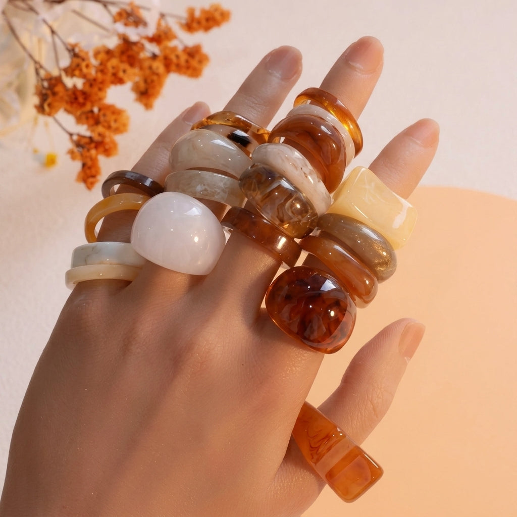 20pc Autumn Inspired Resin Ring Stack