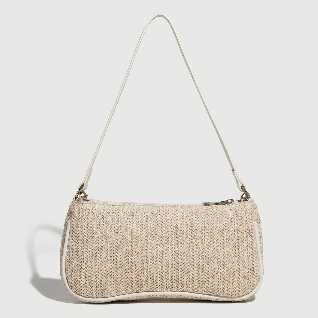 Boho Sea Shell Straw Baguette Bag