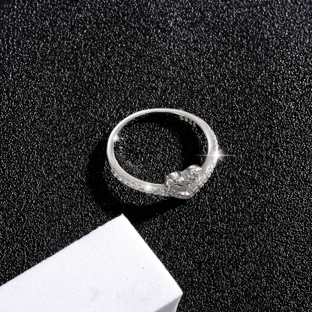 S925 Dainty Pave Heart Ring