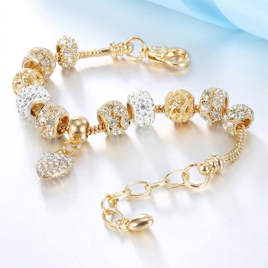 Heart Pave Accented Charm Bracelet
