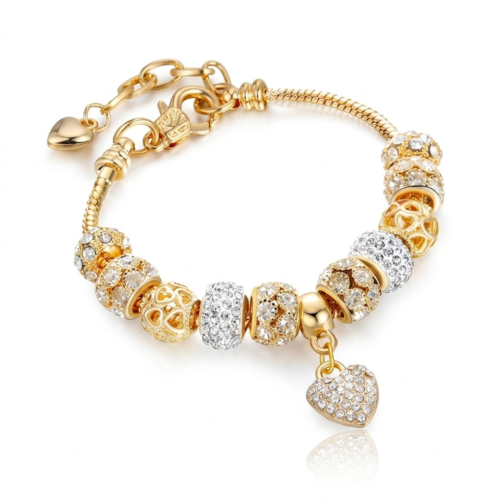 Heart Pave Accented Charm Bracelet