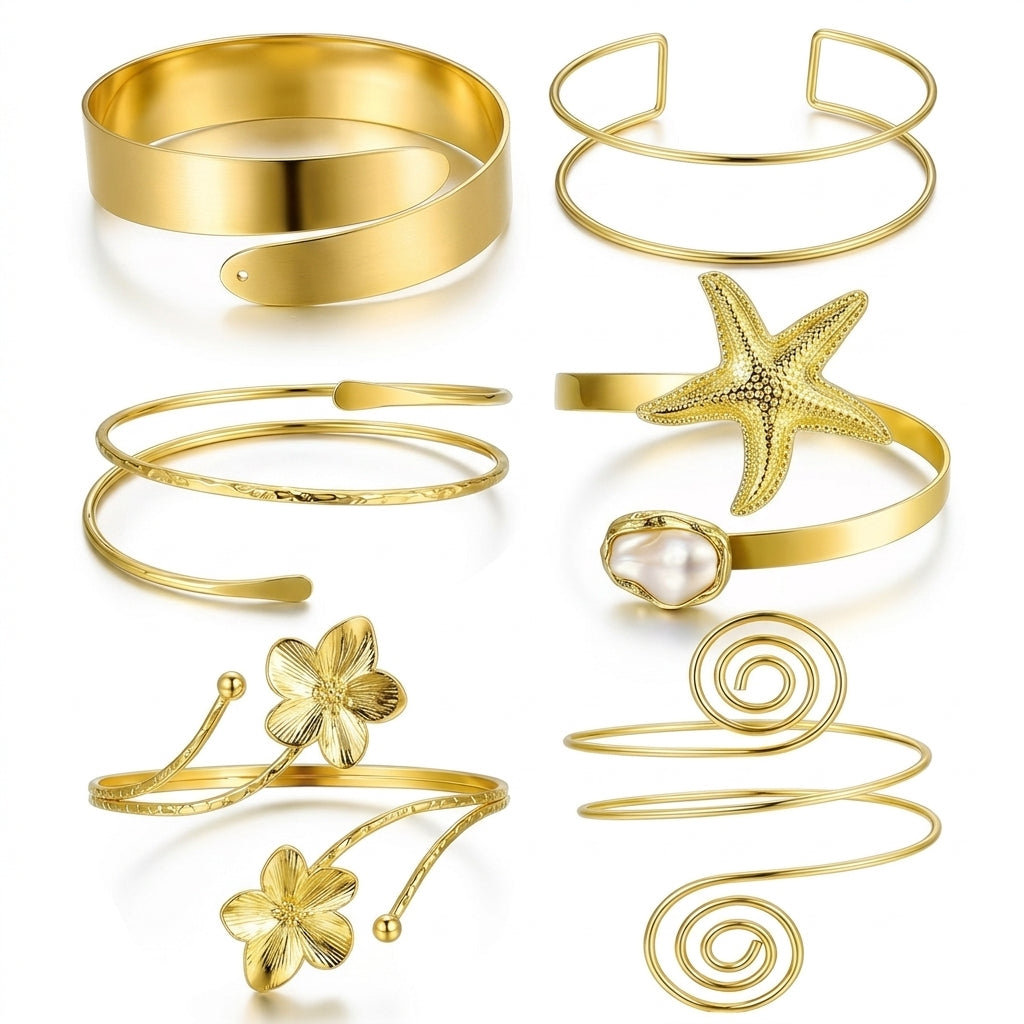6pc Arm Cuff Bracelet Stack