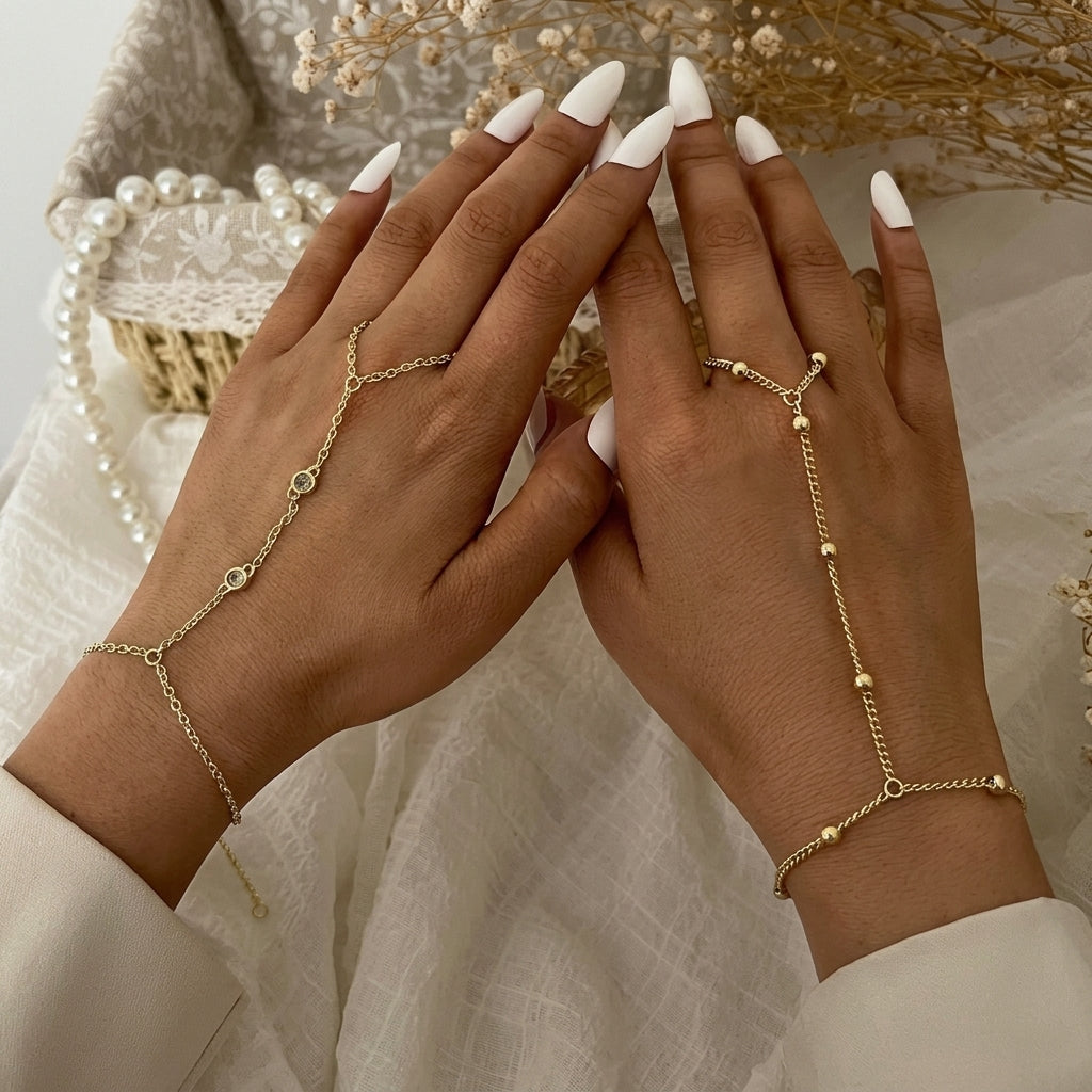 4pc Dainty Hand Chain Set