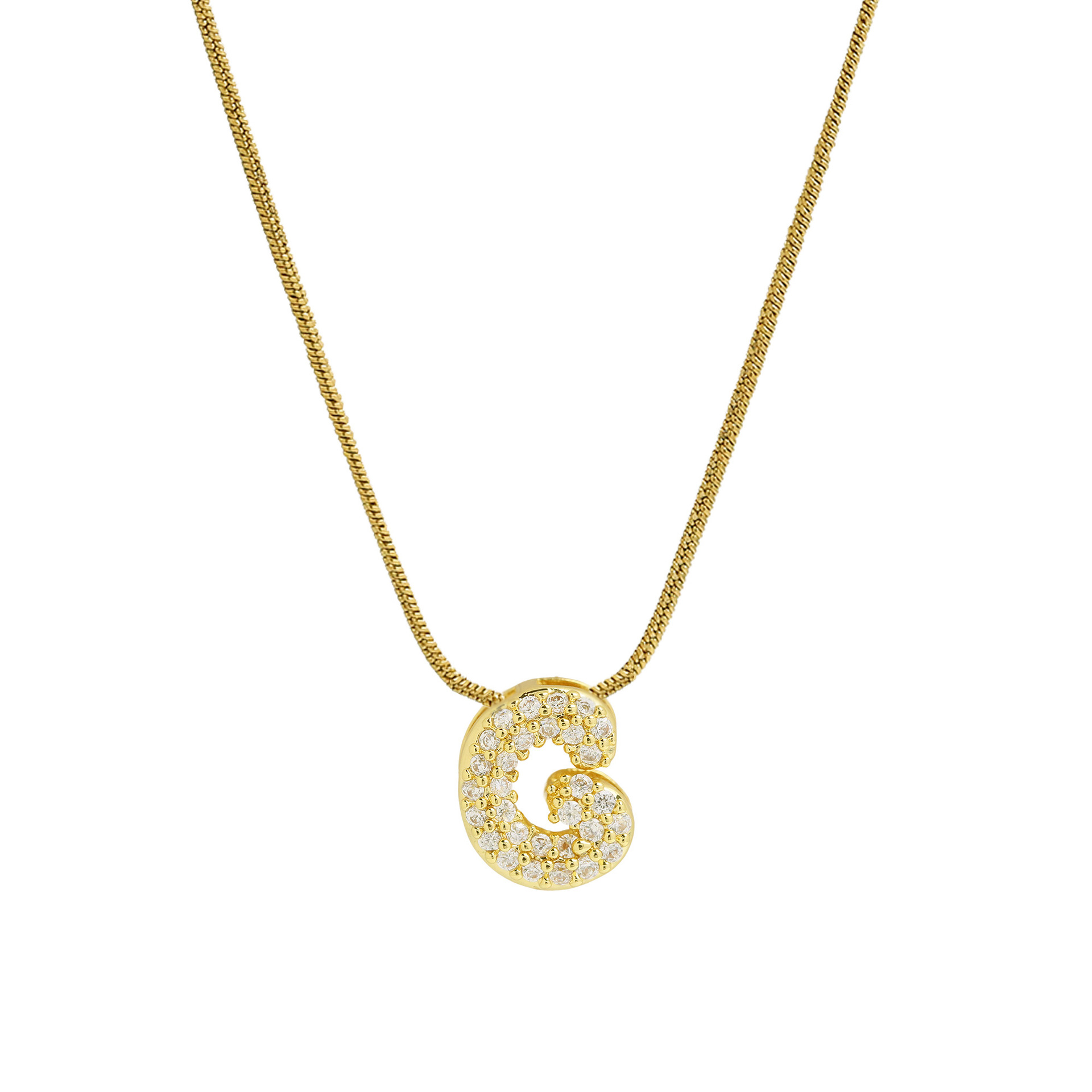Diamond Bubble Letter Initial Necklace